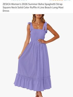 Lavender Spaghetti Strap Ruffle Maxi Dress